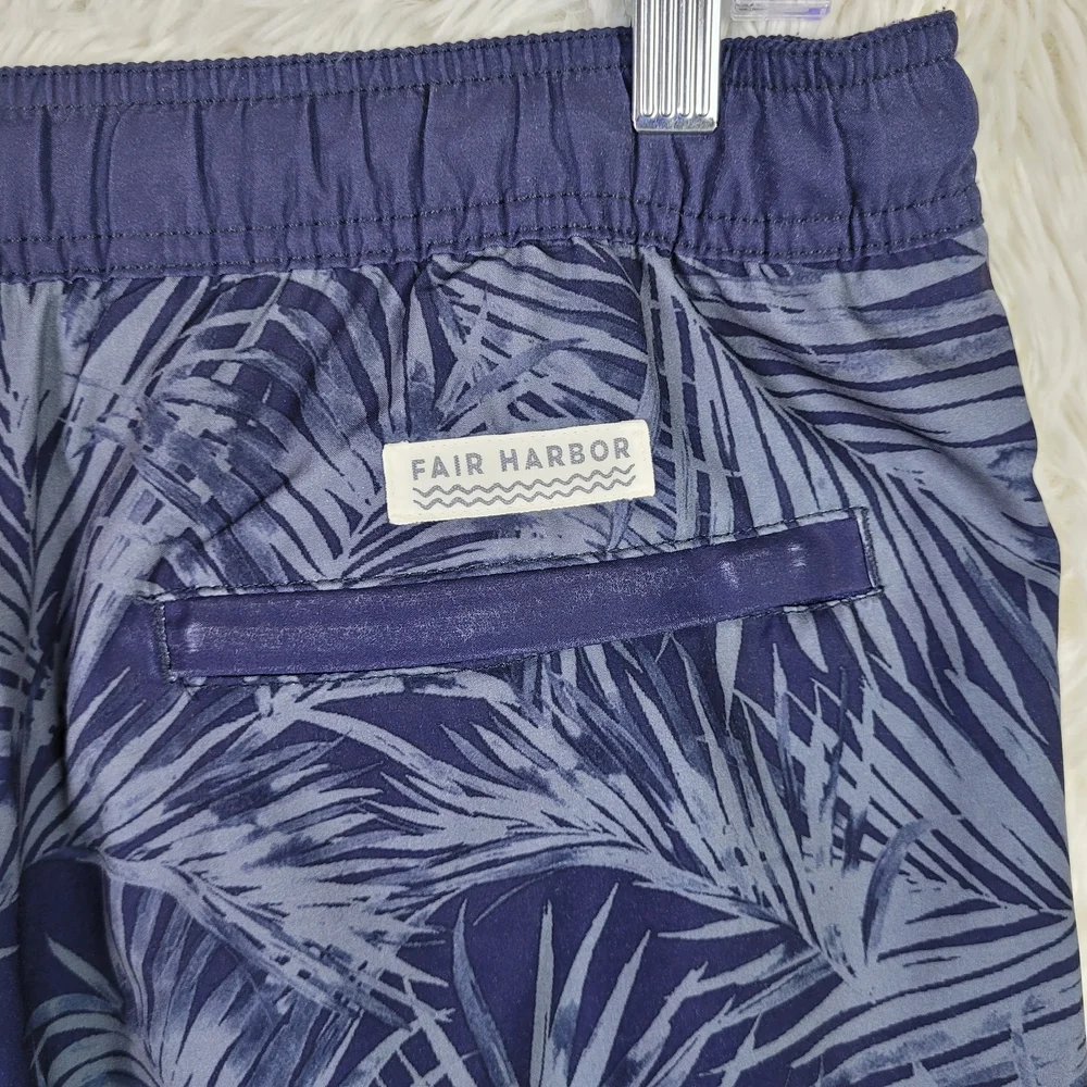 Fair Harbor Mens‎ Small Blue Tropical Swim Trunks Vacation Beach Unlined